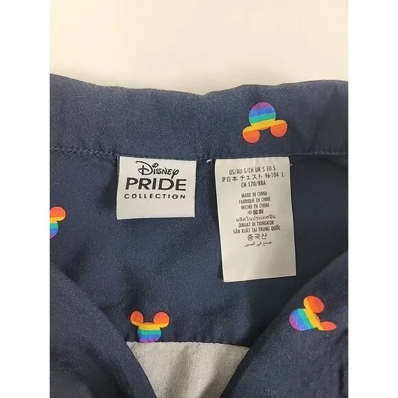 Disney Button Shirt Men's XL‎ Mickey Mouse Pride Rainbow - Picture 9 of 10